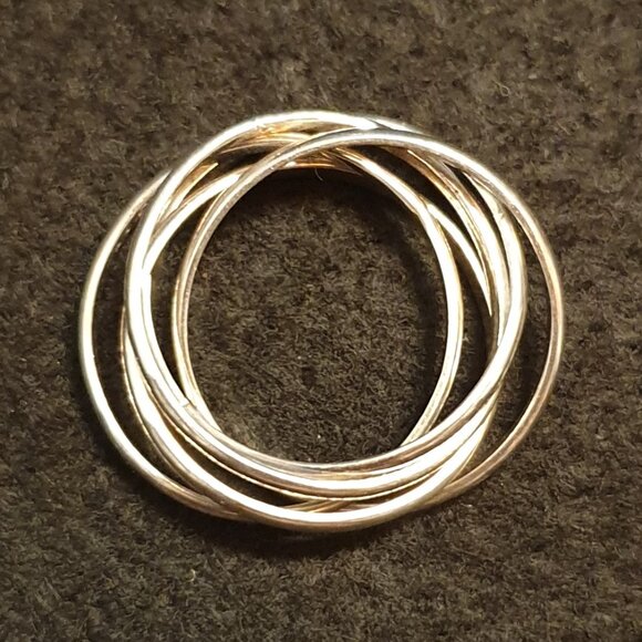 Elegant Vintage 925 Sterling Silver Interlocking 5-Band Ring – Size 9.5 – 5.75g - Picture 6 of 14